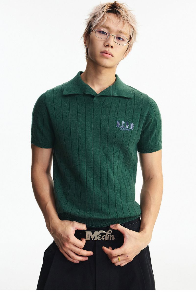 MEDM Quiet Luxury Knit Relaxed Unisex Short Sleeve Polo Shirt