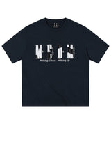 MEDM Contrast Patch Embroidered Logo Oversized Couple Crew Neck Short Sleeve T-Shirt