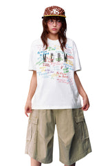 MEDM Graffiti Print UPF40+ Sun Protection American Street Couple Tee