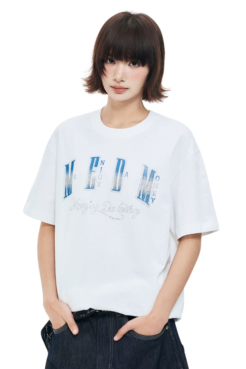 MEDM Glitter Rhinestone Logo Couple Tee