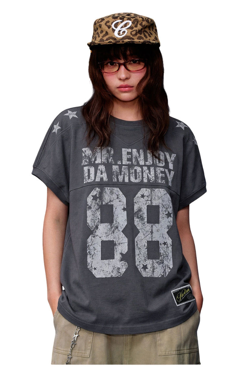 MEDM Rugby Logo Vintage Loose Couple T-Shirt
