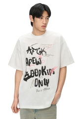 AFGK Graffiti Blurry Font Tee Unisex Summer Couple Casual T-shirt