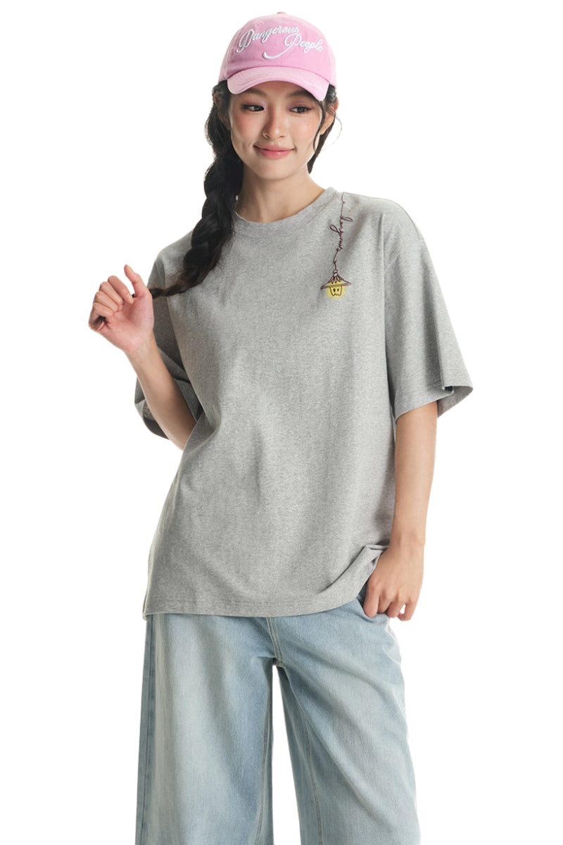 DangerousPeople DSP｜Paper‑Bag‑Head Glow‑in‑Dark Print Cotton Oversized T‑Shirt