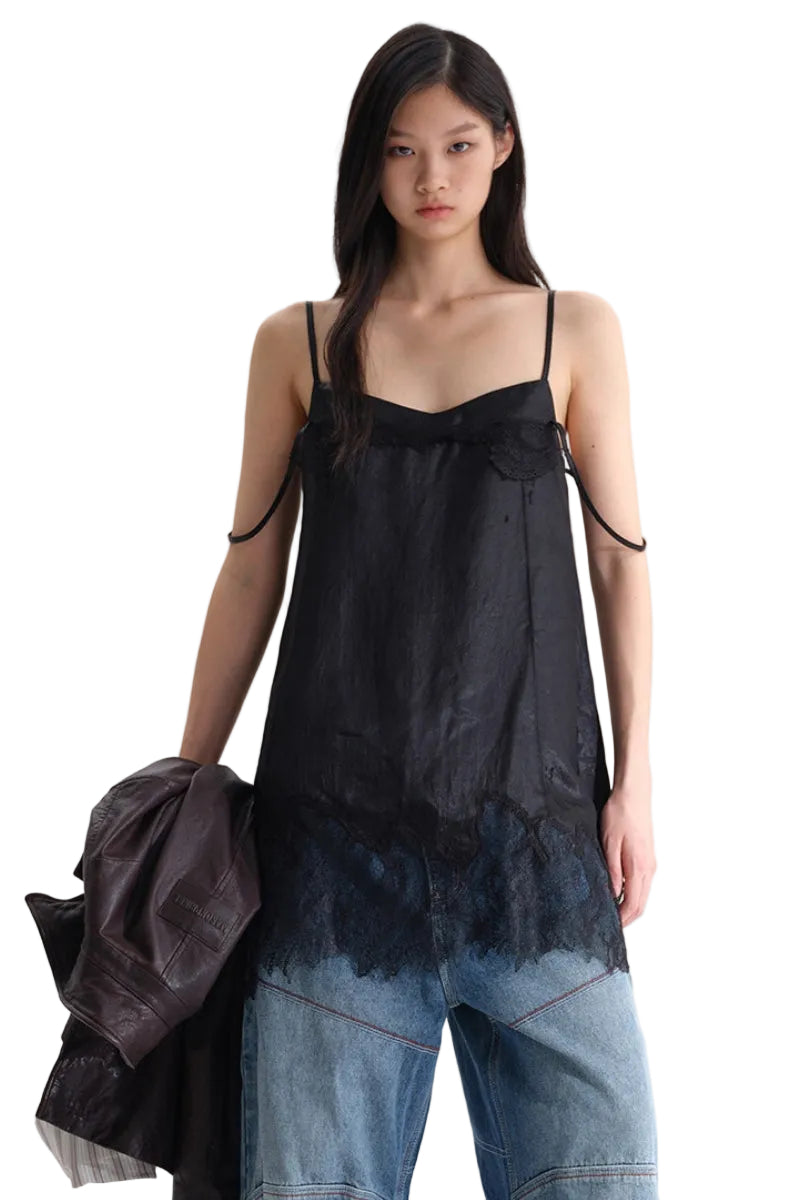 MASONPRINCE Raw Edge Lace Acetate Slip Dress