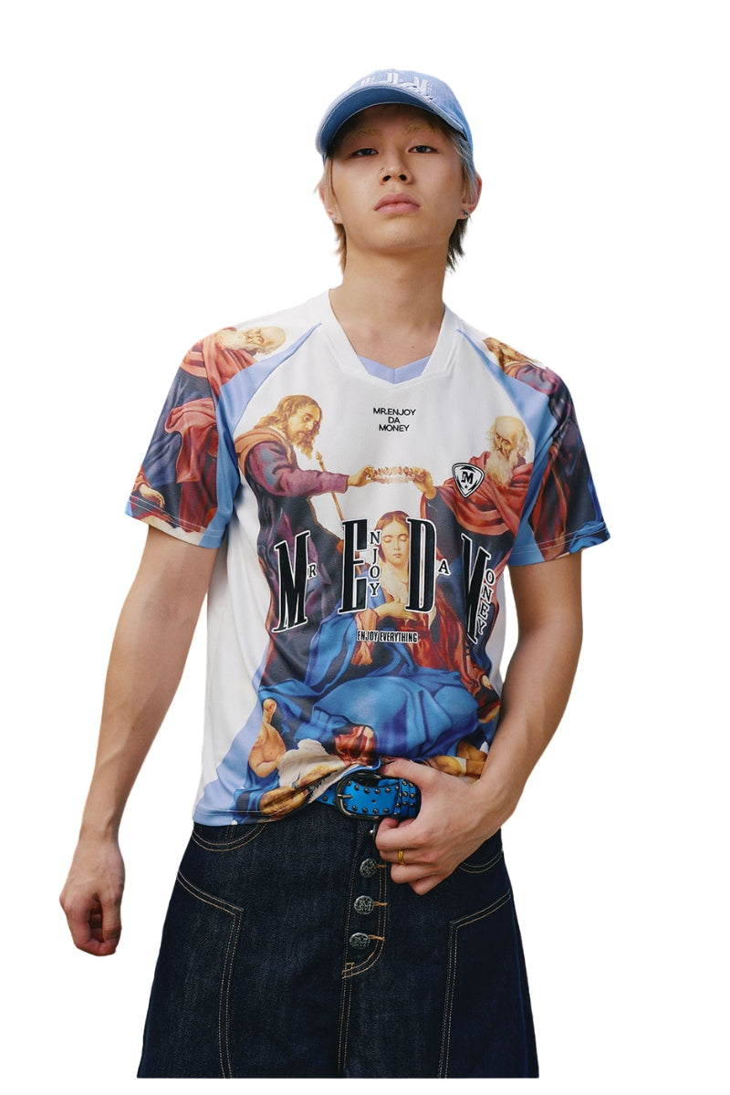 MEDM CORONATIONSPORT Classical Painting Allover Print Jersey Tee