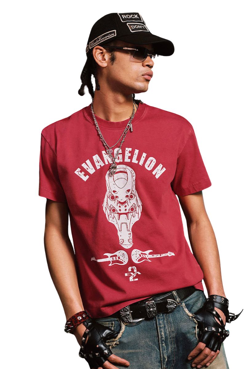 MEDM x EVA NEVER END Distressed Washed Eva Unit Loose Crew Neck Tee