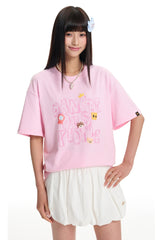 Dangerouspeople｜Graffiti Font Print Loose Oversized Cotton T‑Shirt