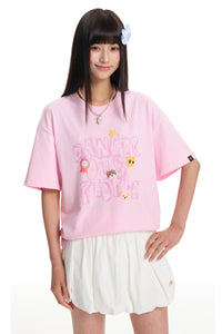 Dangerouspeople｜Graffiti Font Print Loose Oversized Cotton T‑Shirt