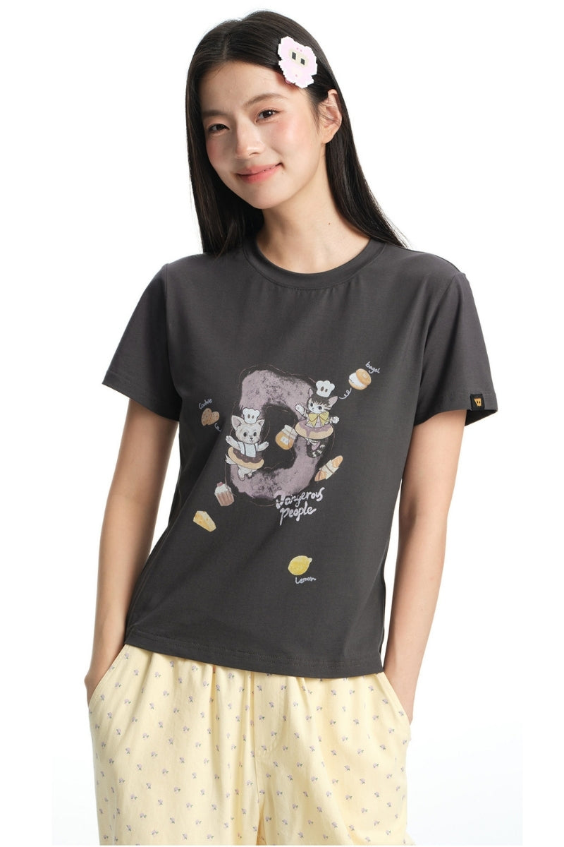 Dangerouspeople DSP Playful Dessert Print Fitted Women's Cool‑Touch T‑Shirt