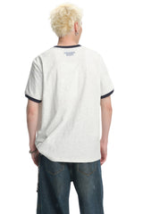 DangerousPeople DSP Color‑Block Paper‑Bag Head Pocket Loose Drop‑Shoulder Cool‑Touch T‑Shirt