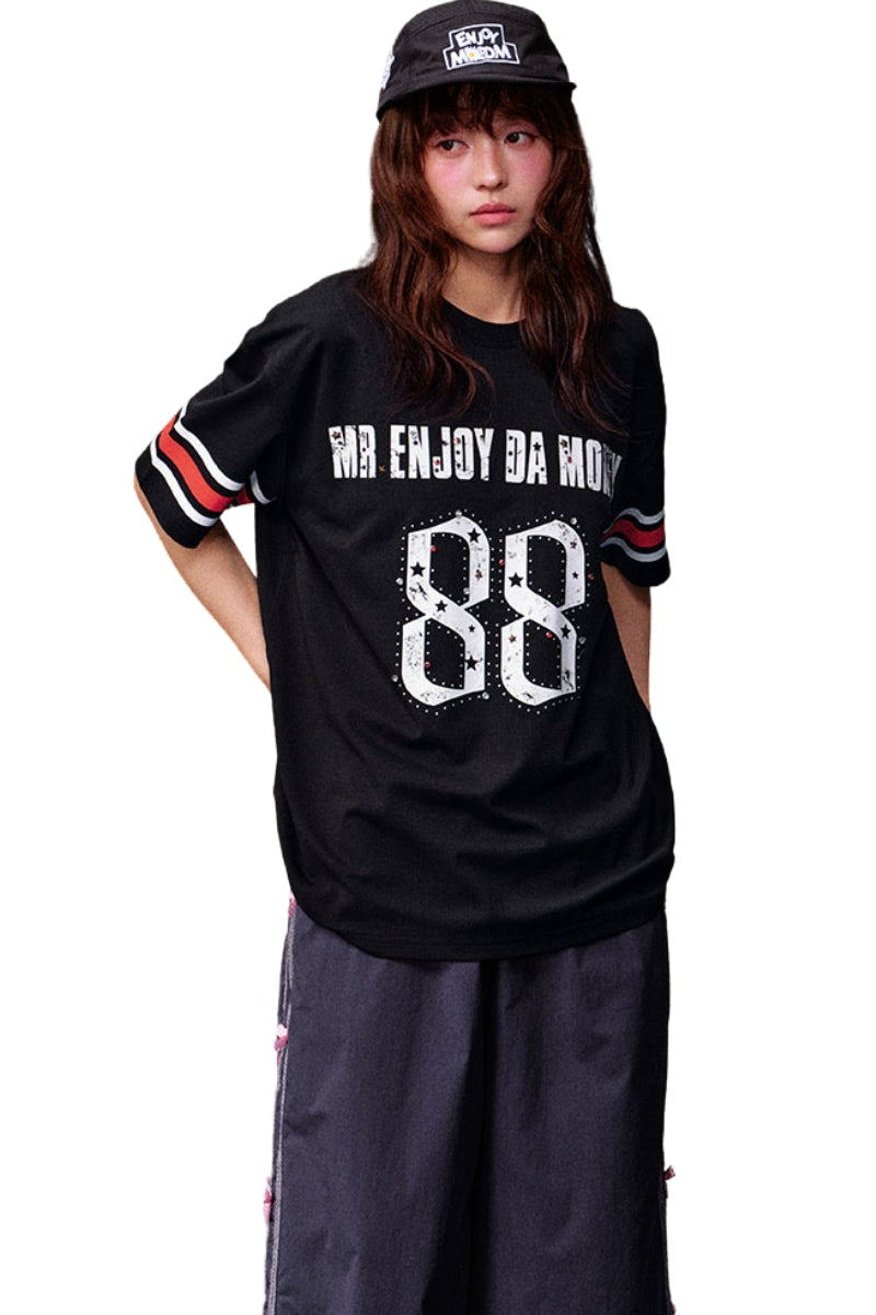 MEDM Star Beaded Stripe Quick Dry Unisex Vintage Jersey Tee