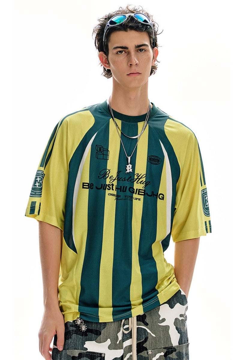 BJHG City Traverse Series Jersey Stripe T‑Shirt Men Summer Breathable Sports Top