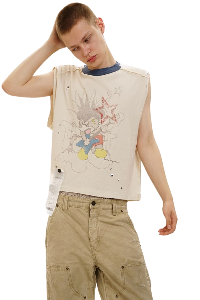 MASONPRINCE Rockin' Parody Series Hand‑Drawn Graffiti Vintage Short‑Sleeve Tee