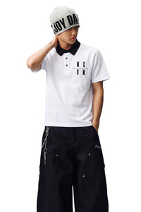MEDM Color Block 3D Embroidered Men Polo T-Shirt
