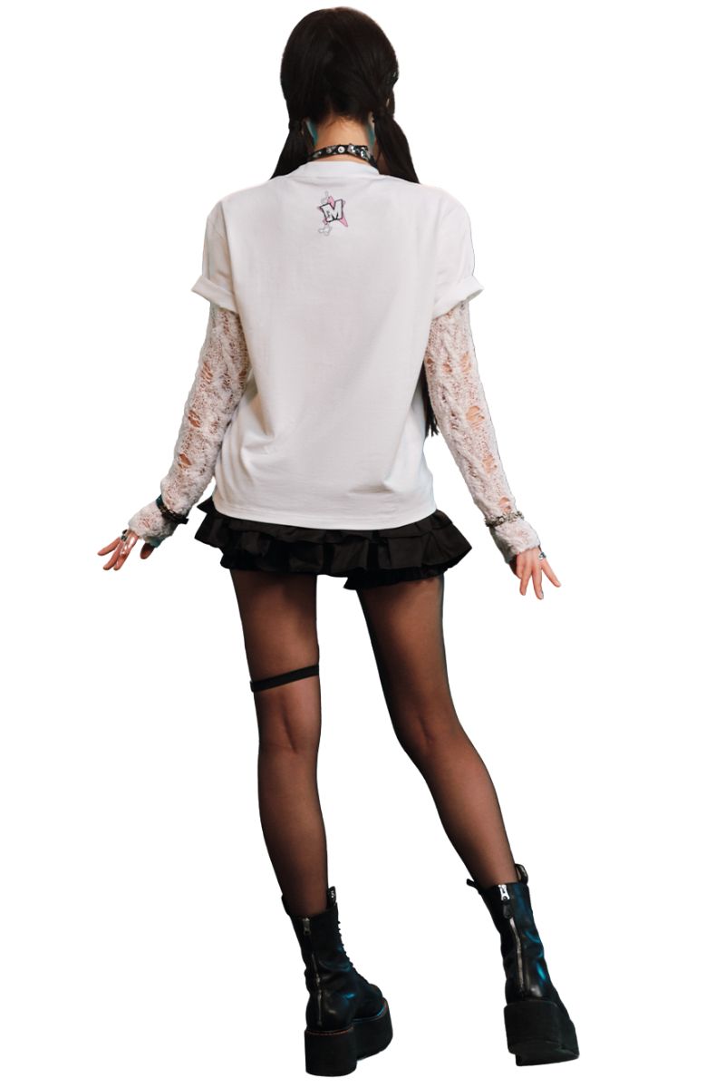 MEDM x EVA NEVER END Chibi Music Note Print Basic Crew Neck Tee