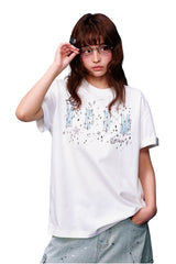 MEDM Angel Wreath Rhinestone Loose Couple T-Shirt