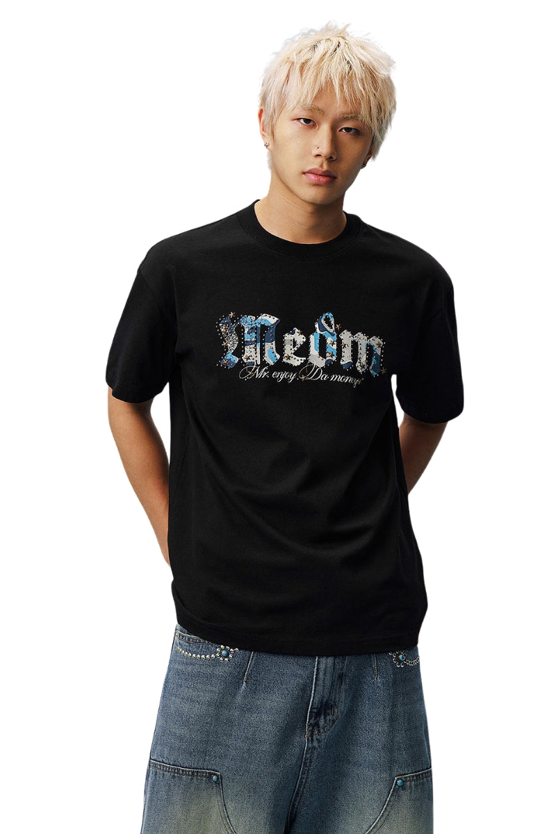 MEDM Star Beaded Camo Oversized Couple Summer Tee