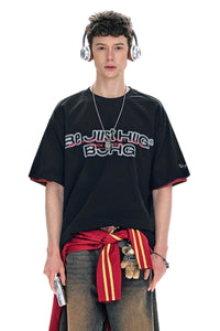 BJHG Summer Loose Couple T‑Shirt American Street Style Letter Print Short Sleeve Top