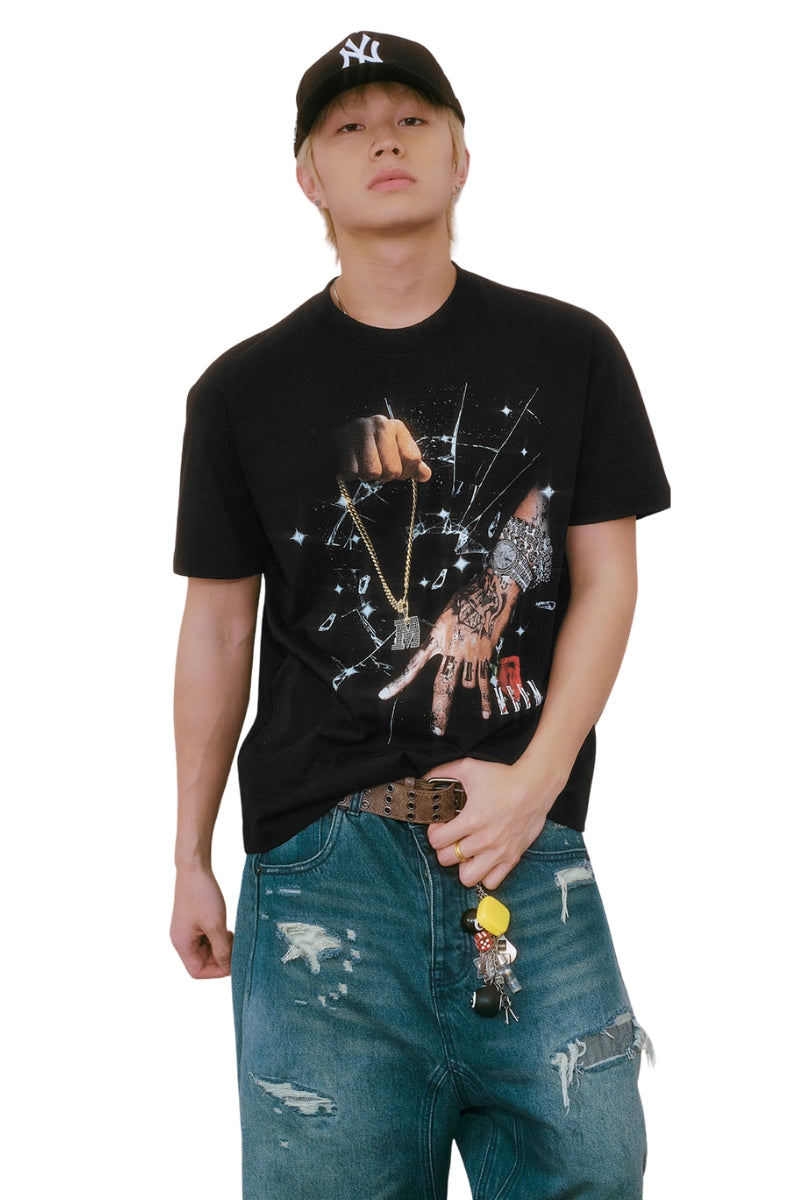MEDM Watch Print Loose Hip Hop Vintage Short Sleeve Tee