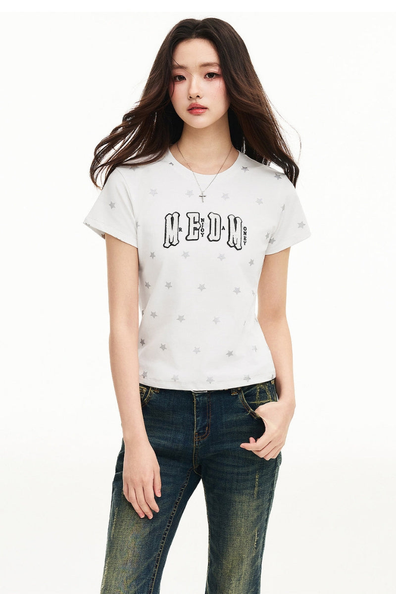 MEDM Graffiti Star Print Raglan Tee