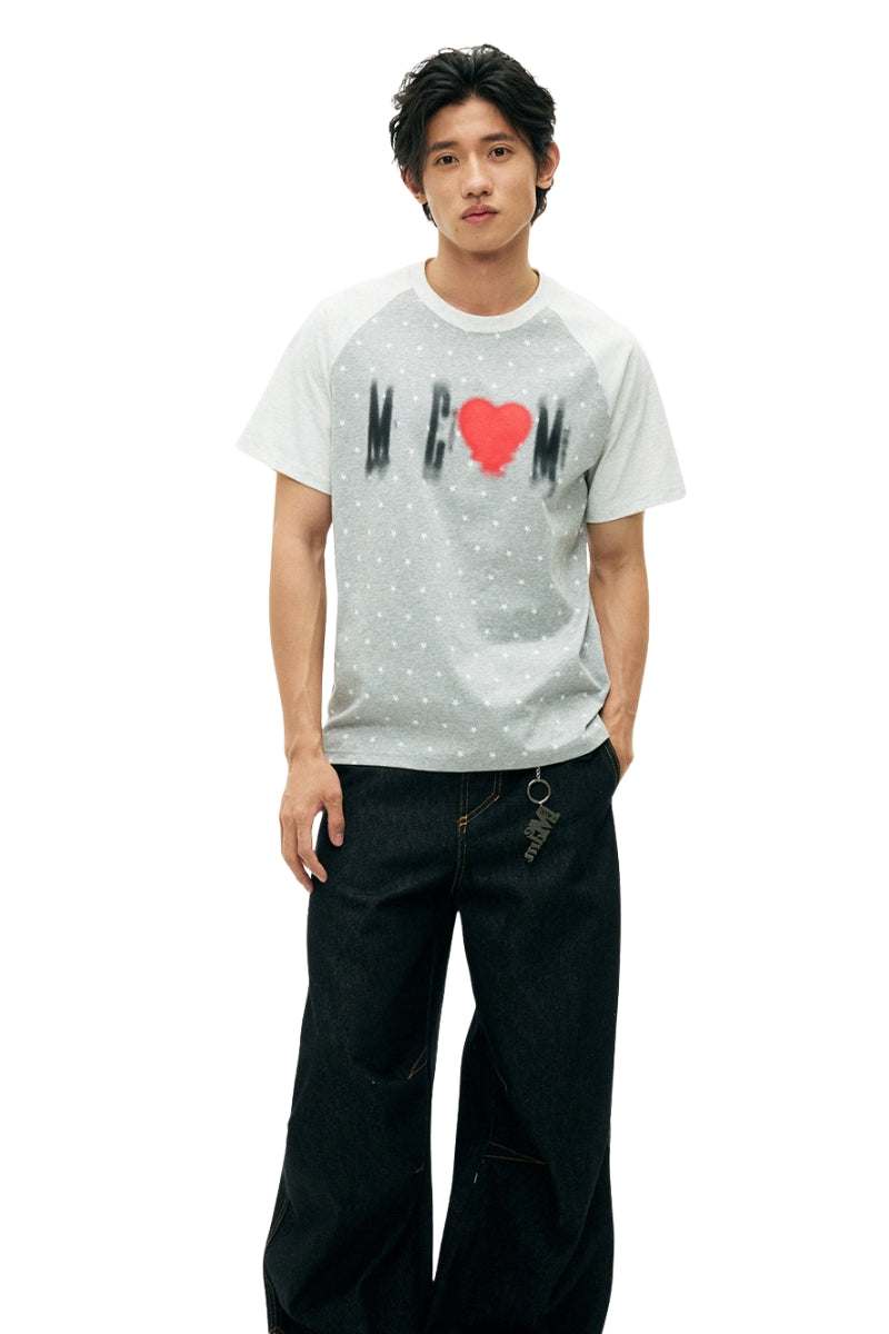MEDM All Over Star Heart Print Couple Tee