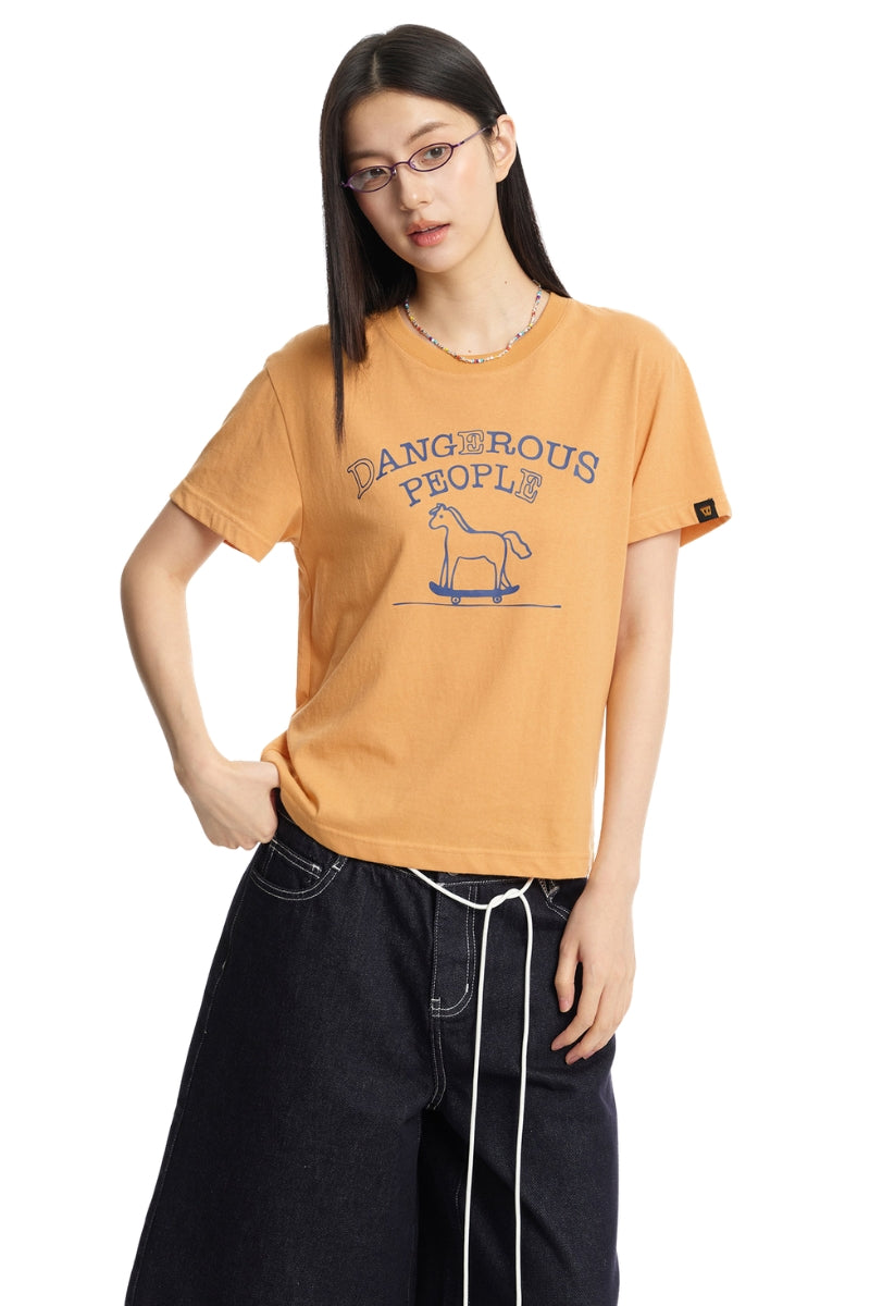 DangerousPeople DSP Pony Series Color‑Block Skateboard Pony Tee