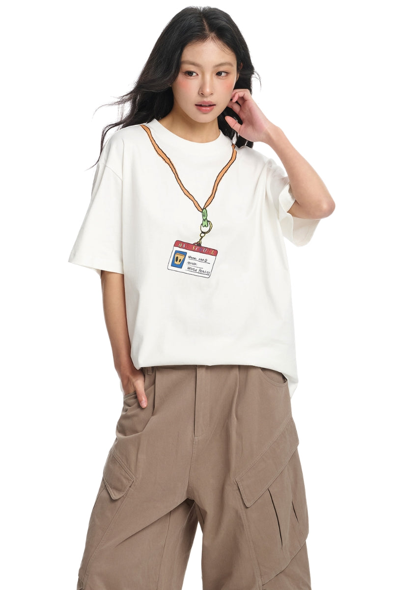 Dangerouspeople DSP Graffiti Lanyard D‑Tag Loose Drop‑Shoulder Heavyweight Tee