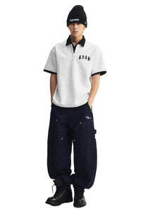 MEDM Air Layer Fake Two Piece Loose Polo Shirt Unisex Summer Lapel Tee