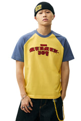 MEDM Gothic Rhinestone Embroidery Raglan Tee