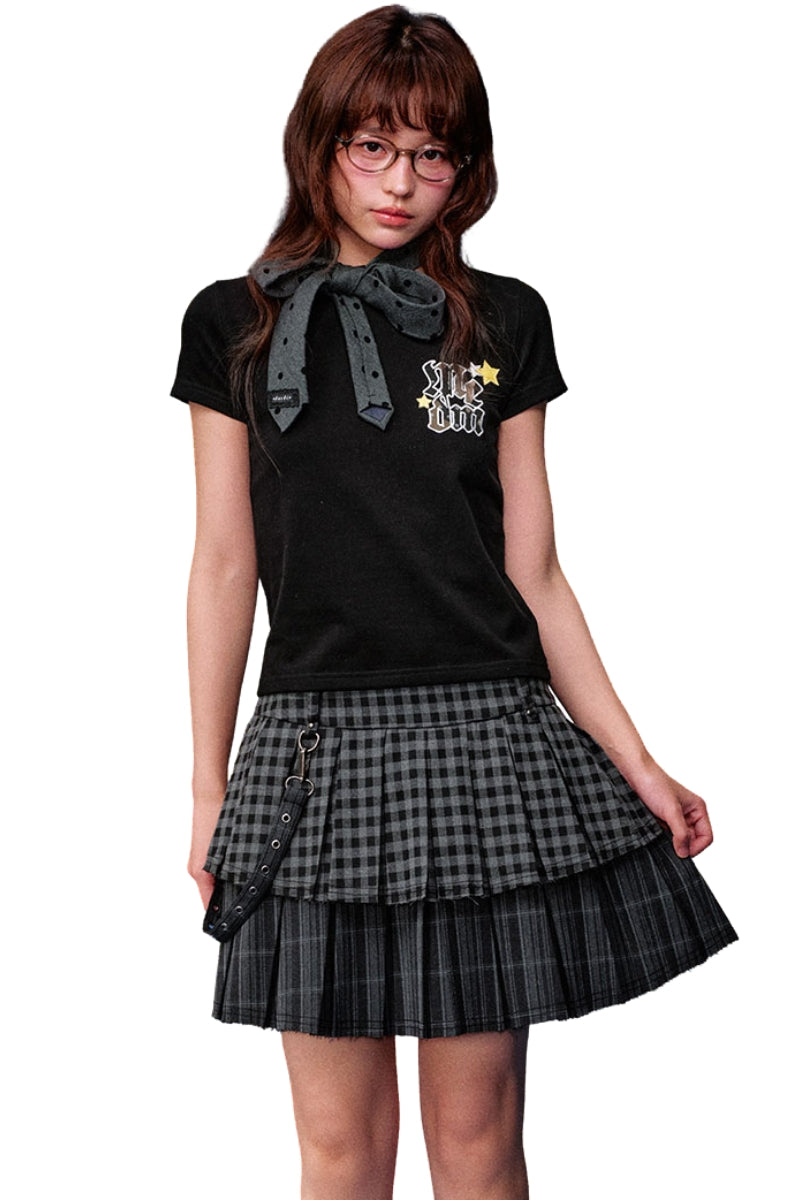MEDM Camo Dot Leather Star Patch Women Heavyweight T-Shirt