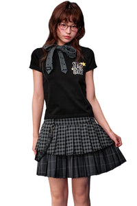 MEDM Camo Dot Leather Star Patch Women Heavyweight T-Shirt