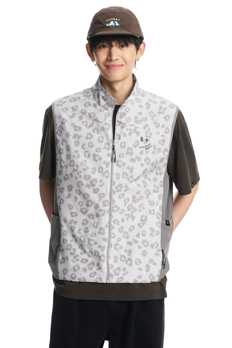 Dangerouspeople DSP Leopard‑Print Contrast Panel Quick‑Dry Techwear Vest