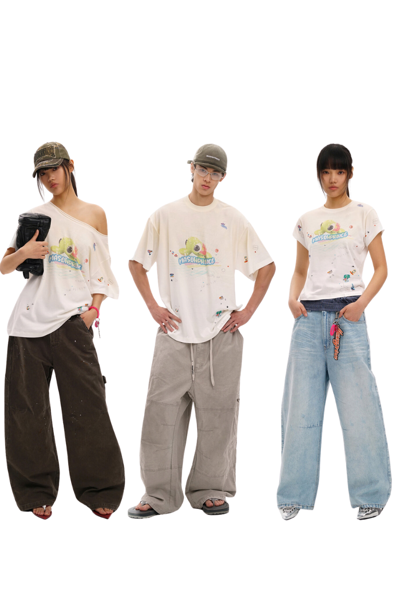 Masonprince Sticker Rhinestone Short-Sleeve T-Shirt
