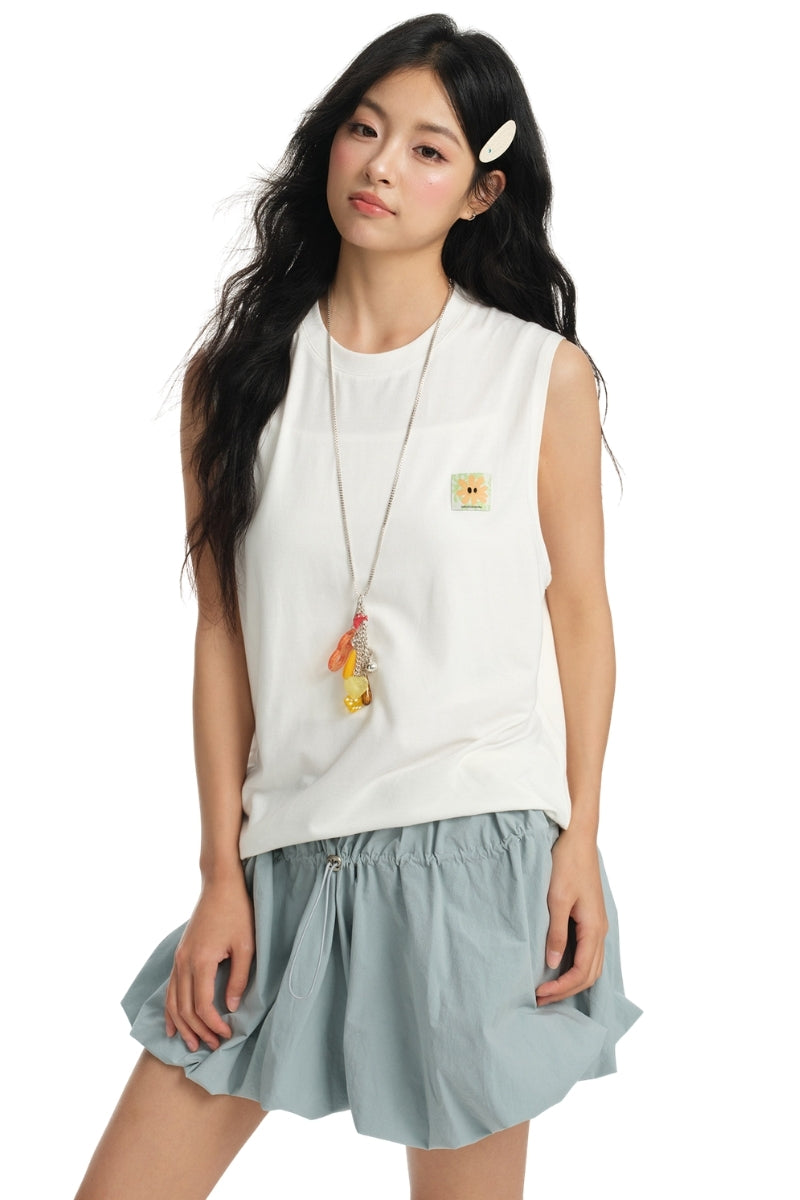 Dangerouspeople DSP 3D Flower Woven Label Loose Tank Top