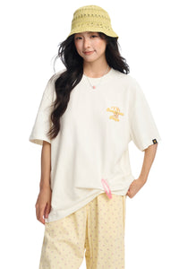 DangerousPeople｜Sunset Beach Small‑D Print Drop‑Shoulder Couple T‑Shirt