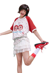 MEDM YUY Yu Small Cherry Raglan Allover Print Couple T-Shirt