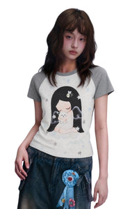MEDM x Iria Mailbox Guardian Dog Print Women Raglan Tee