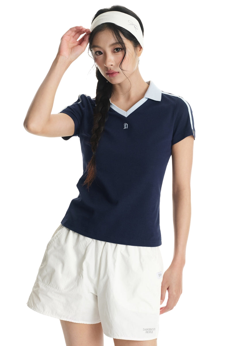 DangerousPeople DSP Women's Sorona Color‑Block Slim‑Fit Polo Tee