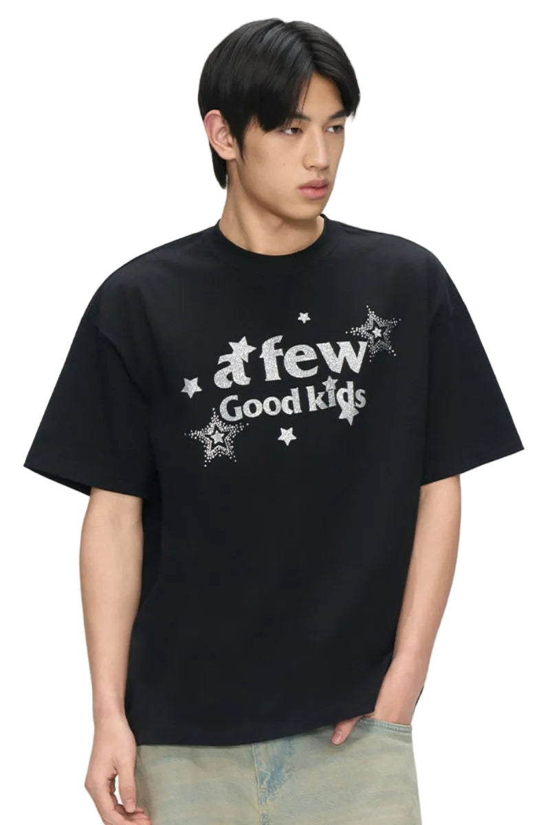 AFGK Shiny Star Rhinestone Tee Unisex American Vintage Loose T-shirt