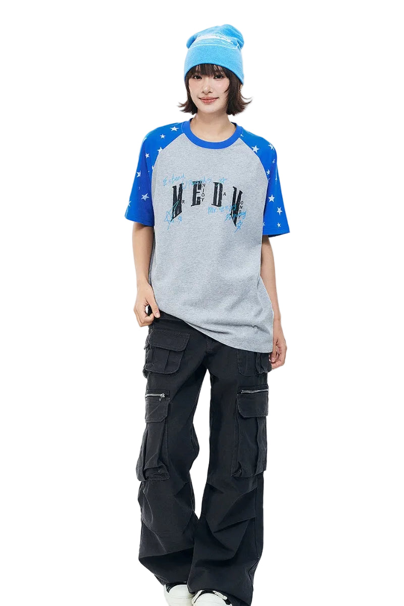 MEDM Graffiti Star Print Raglan Tee