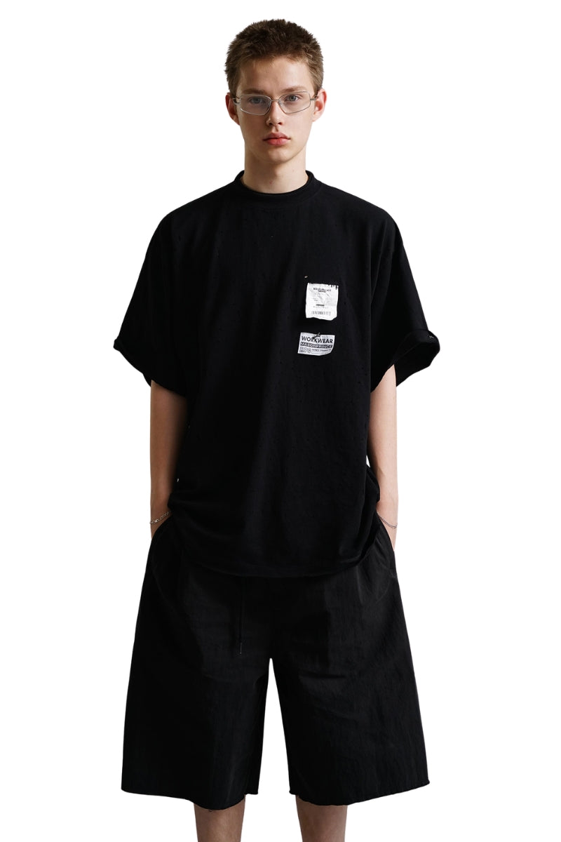 MASONPRINCE Art Stitch Irregular Distressed T-Shirt