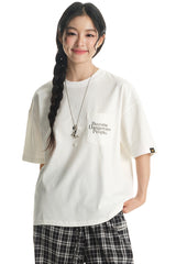 DangerousPeople DSP Letter Print Pocket Loose‑Fit Crew Neck Tee