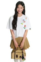 Dangerouspeople DSP Summer Fruit Badge Silver‑Foiled Print Loose Crewneck Tee