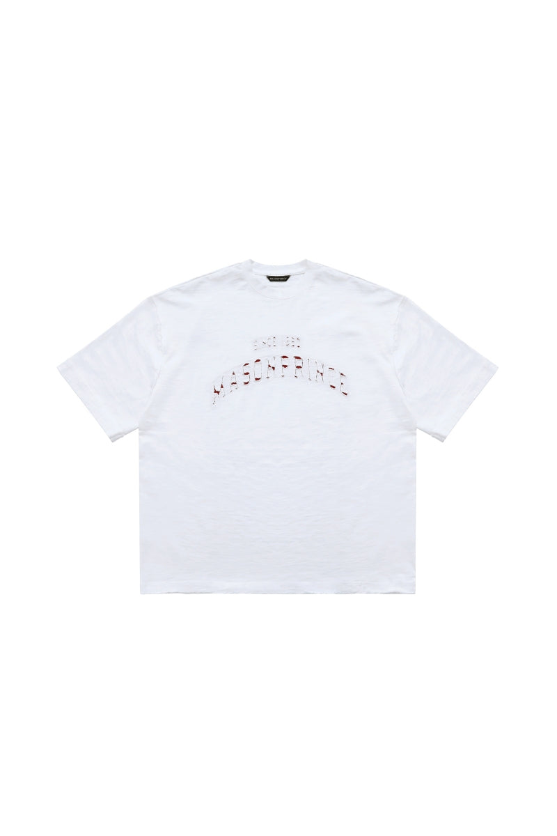 MASONPRINCE | Color Contrast Distressed Patchwork Embroidery Tee