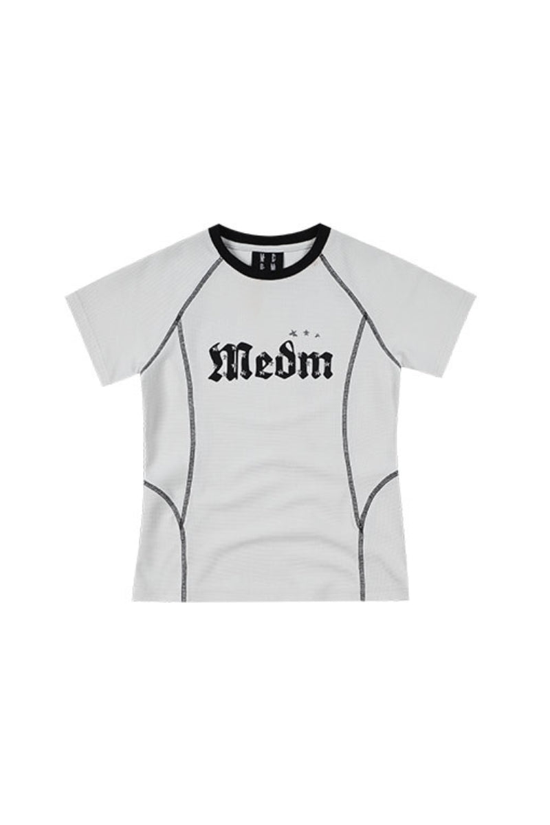 MEDM Contrast Stitch Star Print Women Tee