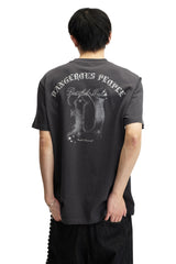 Dangerouspeople DSP Metallic D‑Letter Print T‑Shirt 100% Cotton Vintage Drop Shoulder Streetwear Tee