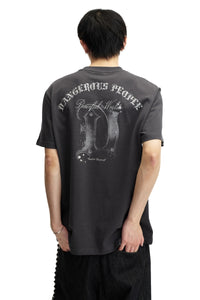 Dangerouspeople DSP Metallic D‑Letter Print T‑Shirt 100% Cotton Vintage Drop Shoulder Streetwear Tee