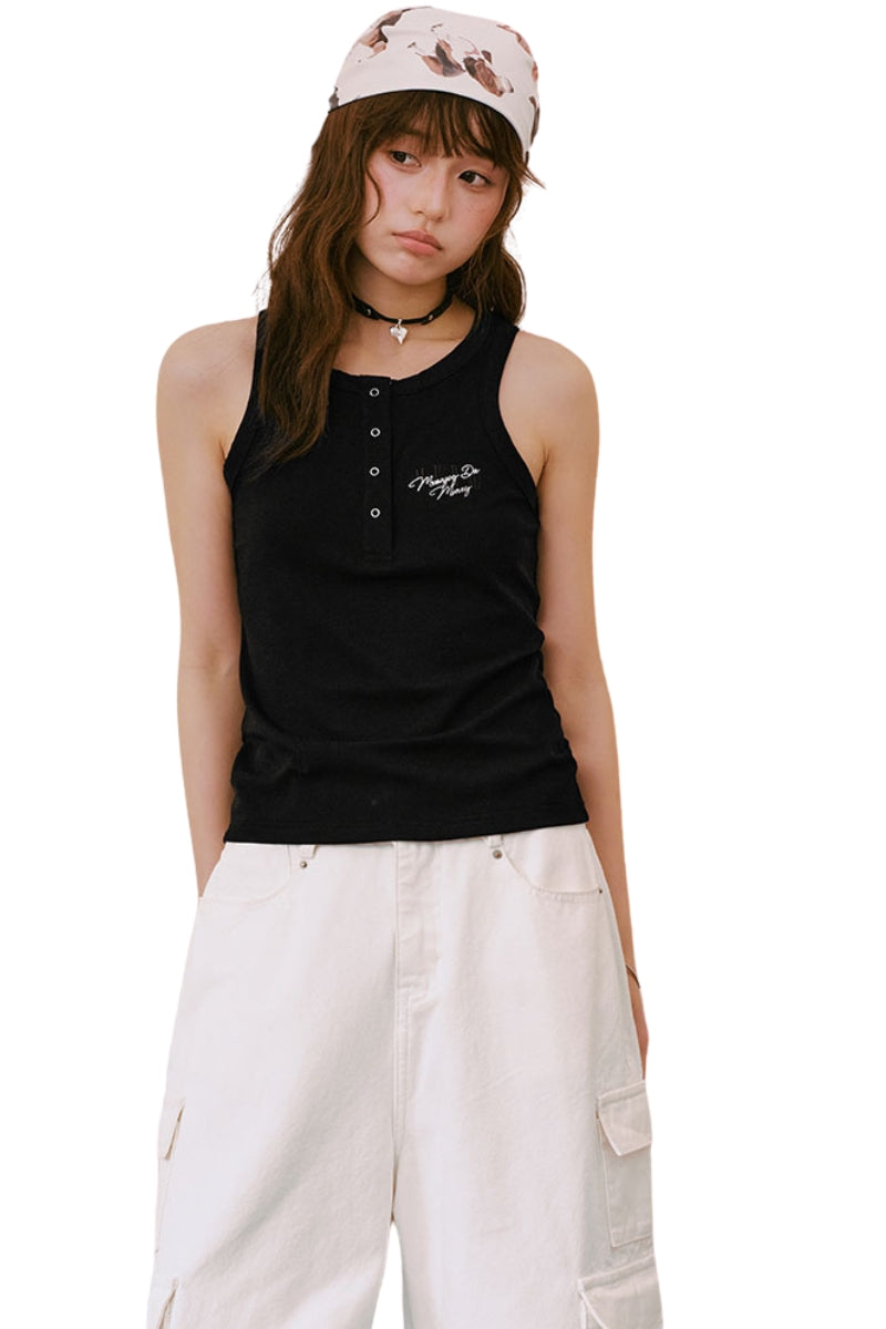 MEDM Dopamine Color 3D Embroidery Women Racerback Tank