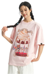 DangerousPeople｜Ice‑Cream Carousel Print Cotton T‑Shirt