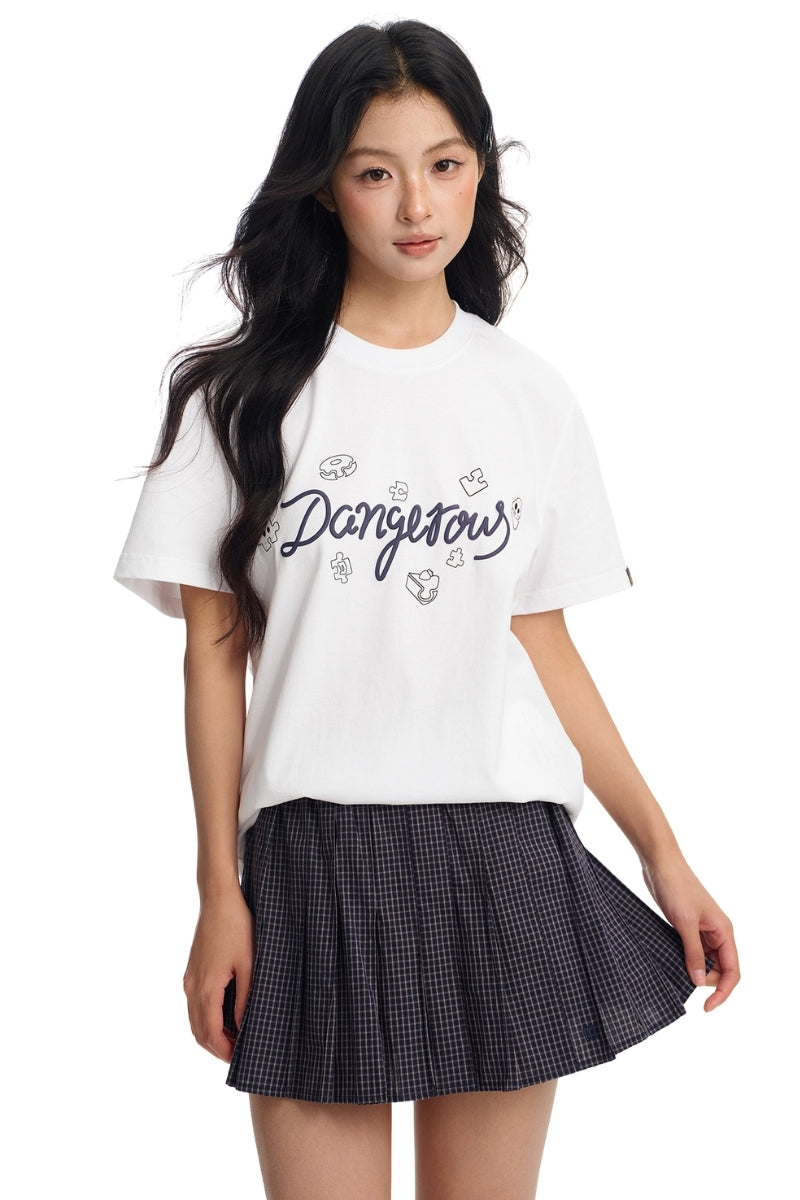 Dangerouspeople DSP Puzzle Dessert Foam Print Casual Unisex T‑Shirt